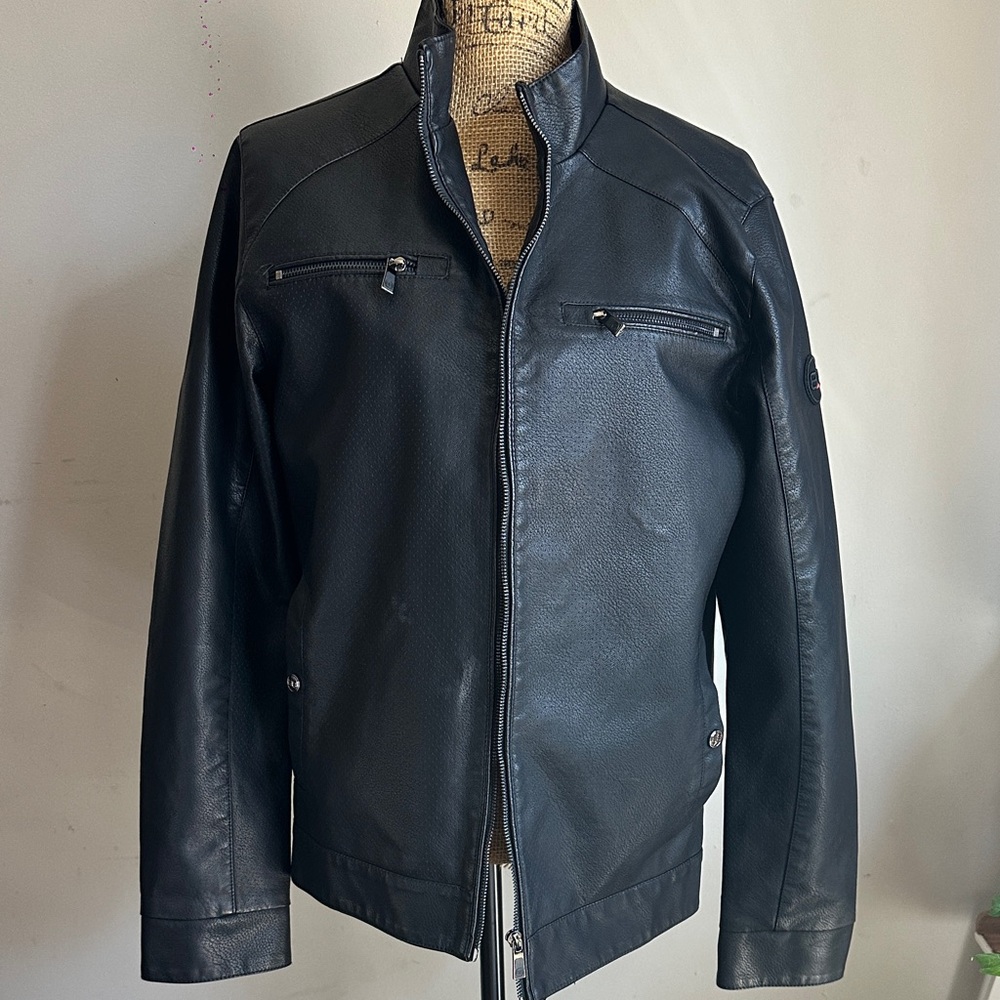Benjamin Black Faux Leather Moto Jacket – Size Small